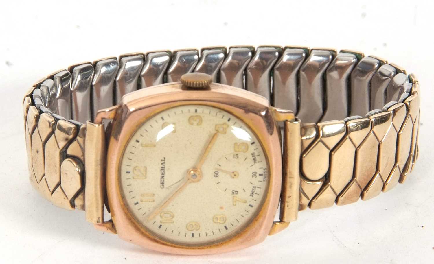 A 9ct gold General wristwatch, stamped on the inside of the case back for 9ct gold, it has a - Image 3 of 4