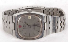 An Omega Geneve Electronic F300 Hz, it has a stainless steel case and bracelet with an Omega box, it