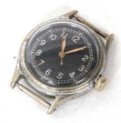 Bulova type A11 military wristwatch, the watch has a black dial with contrasting white Arabic