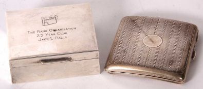 Mixed Lot: A George V silver cigarette case of slight curved rectangular form, engine turned