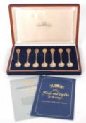 A Franklin Mint - The Kings and Queens of Europe, spoon collection to include seven silver spoons