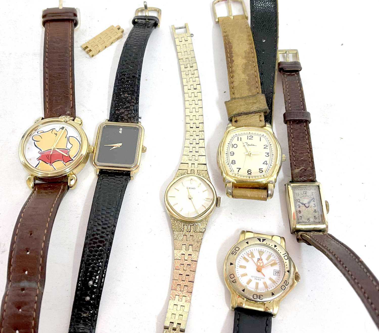 Mixed lot of six watches, makers to include Seiko, Givency and Fabreleuba