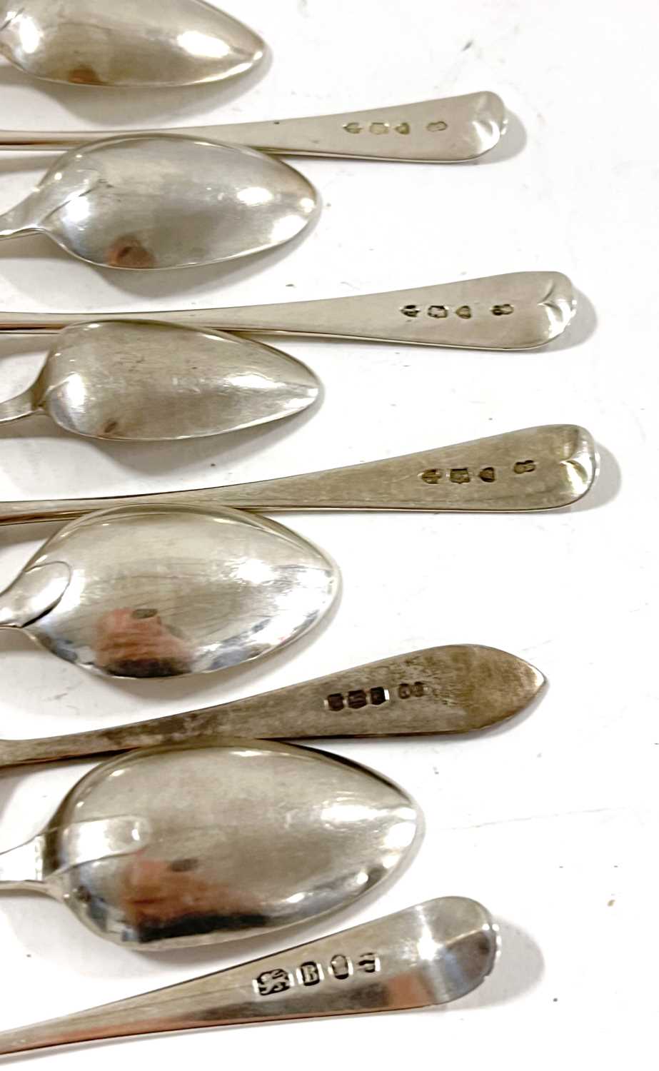 Five Victorian Old English pattern teaspoons, initialled London 1890, Charles Boyton, five - Image 8 of 8