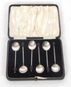 Cased set of George VI silver bean end coffee spoons, Sheffield 1937, makers mark for C W Fletcher &