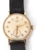 A 9ct gold Smiths Deluxe wristwatch with box, the watch is stamped 375 on the inside of the case