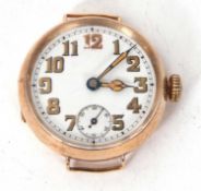 9ct gold wristwatch, the watch is stamped 375 inside the case back, it has a manually crown wound