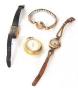 Mixed Lot: Three ladies wristwatches and a ladies pocket watch, one of the watches is a Seiko and