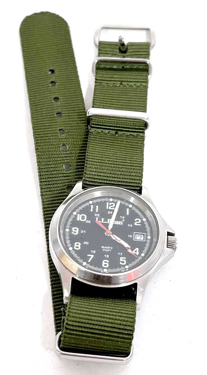 A L L Bean military style gents Quartz wristwatch, the watch has a stainless steel case and Quartz