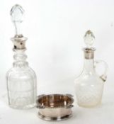 Mixed Lot: A George VI silver bottle holder, applied shell and gadrooned border with a treen