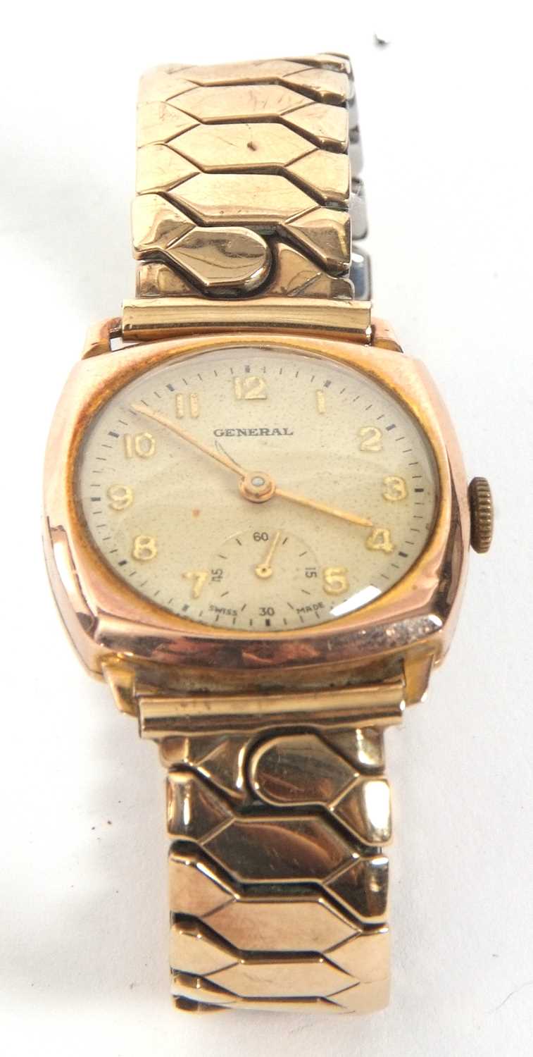 A 9ct gold General wristwatch, stamped on the inside of the case back for 9ct gold, it has a - Image 4 of 4