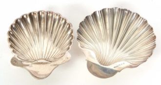 Two hallmarked Victorian silver shell dishes, one hallmarked for London 1897, makers mark Josiah