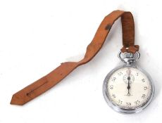 Waltham stop watch with white dial and black Arabic numeral hour markers, it features a crown
