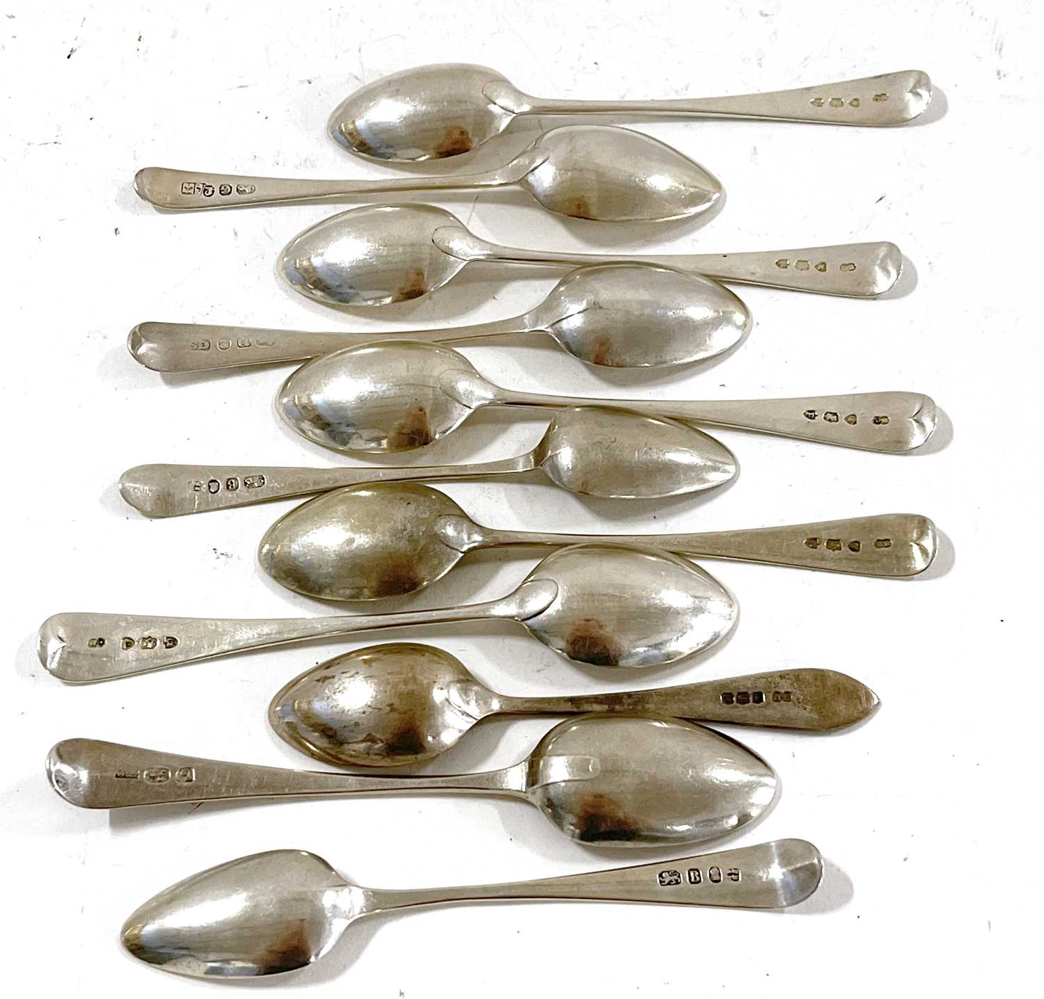 Five Victorian Old English pattern teaspoons, initialled London 1890, Charles Boyton, five - Image 6 of 8