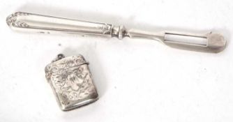 Mixed Lot: A late Victorian silver vester, Birmingham 1899 (a/f) together with an Elkington & Co