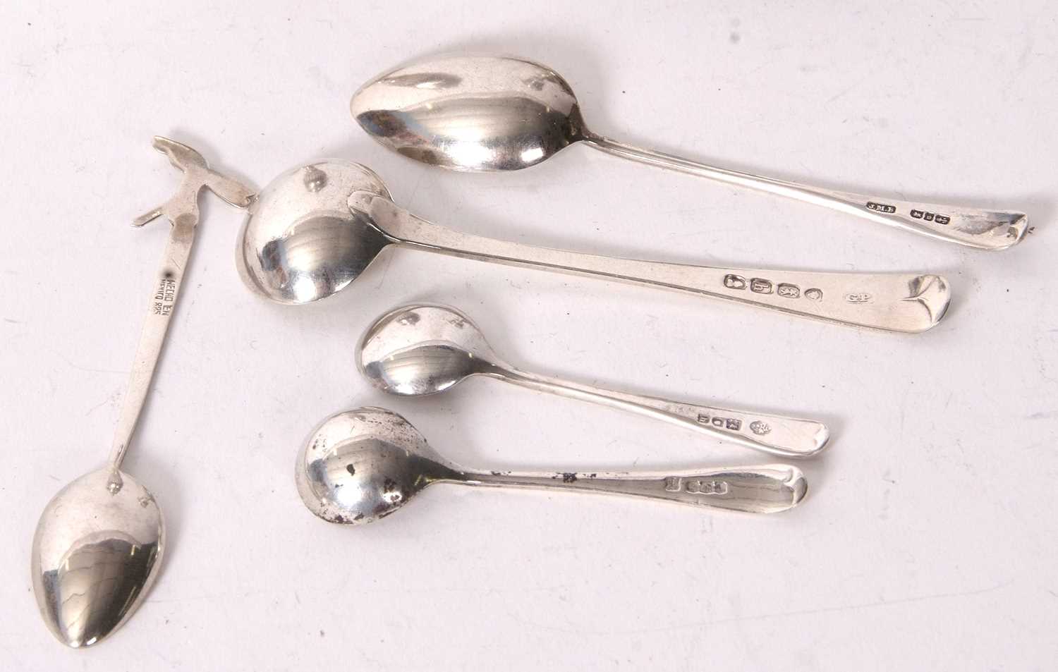 Mixed Lot: A single silver small dressing table stick, a Georgian silver mustard spoon, two small - Image 2 of 3