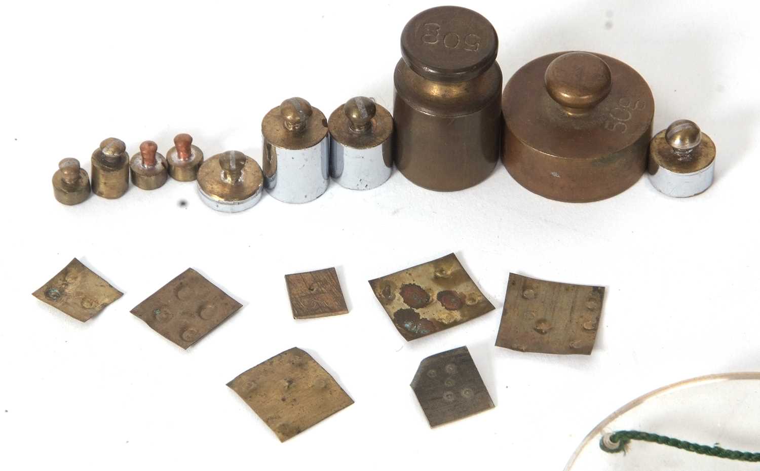 Box set of apothecary scales with glass pans, strings and weights and balance beams - Image 2 of 4