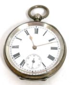 White metal open face pocket watch, the pocket watch is stamped in the case back 0.800, the pocket