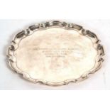 Tiffany & Co sterling presentation salver, engraved "The Devitt Da Diamond Jubilee Handicap Stakes