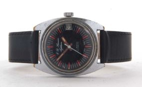 J R Harmer of Aylsham gent's wristwatch, the watch has a black dial with contrasting red and white