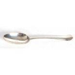 A George II Hanoverian tablespoon, London 1739, makers mark for Richard Pargeter, engraved with