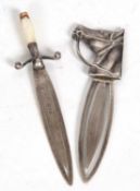 Late Victorian silver bookmark in the form of a sword having a mother of pearl handle, Birmingham