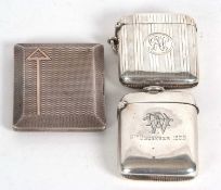 Mixed Lot: An Art Deco silver card cased, engine turned back and front around a polished arrow