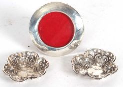 Pair of small Edwardian silver dishes, Birmingham 1904, makers mark for S Blanckenee & Son Ltd,