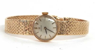 A 9ct gold lady's Omega wristwatch with box, the watch has a manually crown wound movement stamped