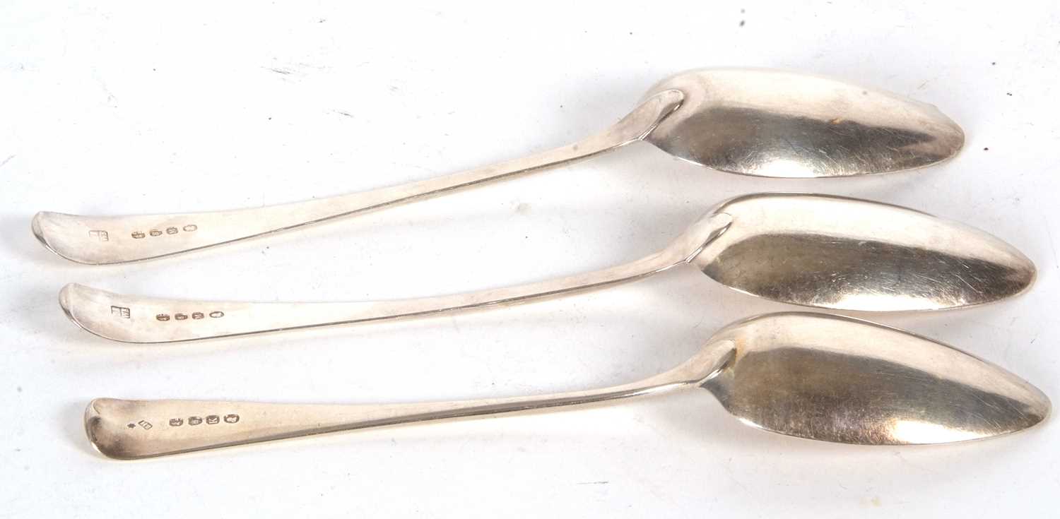 A pair of George III Bateman Old English tablespoons, engraved with initials, hallmarked for - Image 3 of 4