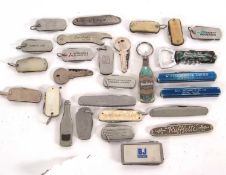 Quantity of mainly advertising related small folding penknives (27)