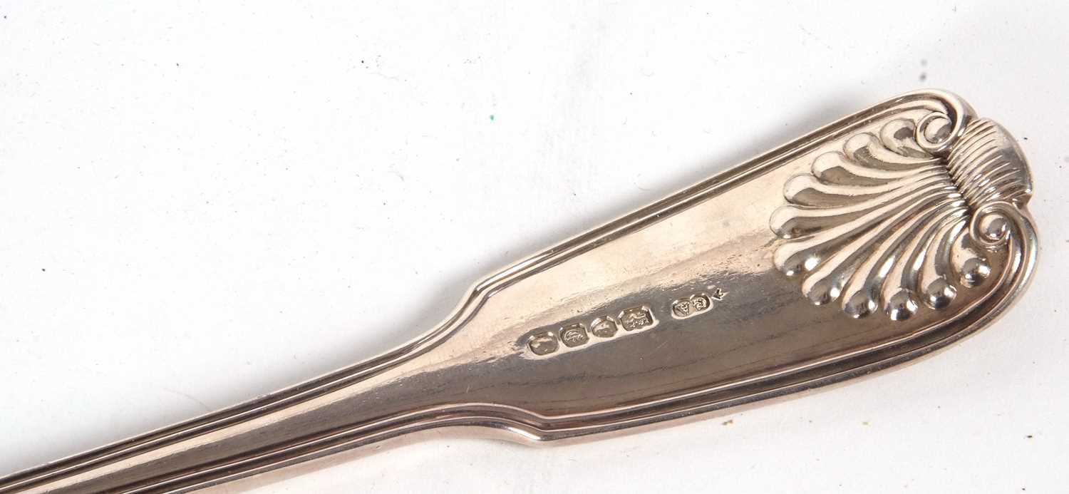 A Victorian silver fiddle, thread and shell pattern soup ladle having an oval bowl and engraved with - Image 5 of 5