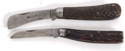 A Wingfield Rowbotham & Co pruning knife, 10.5cm long together with a Saynor Cooke & Ridal budding