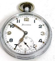 A Helvita military pocket watch, the pocket watch has a manually crown wound movement, the case