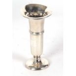 A George V silver vase of plain trumpet form with presentation engraving, hallmarked for