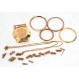 Mixed Lot: Various yellow metal watch cases, parts and links, all which test for approx 9ct gold,