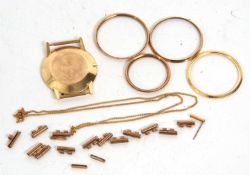 Mixed Lot: Various yellow metal watch cases, parts and links, all which test for approx 9ct gold,