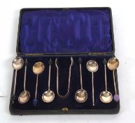 Group of six bean end coffee spoons, Sheffield 1923 (one finial missing) together with two bean