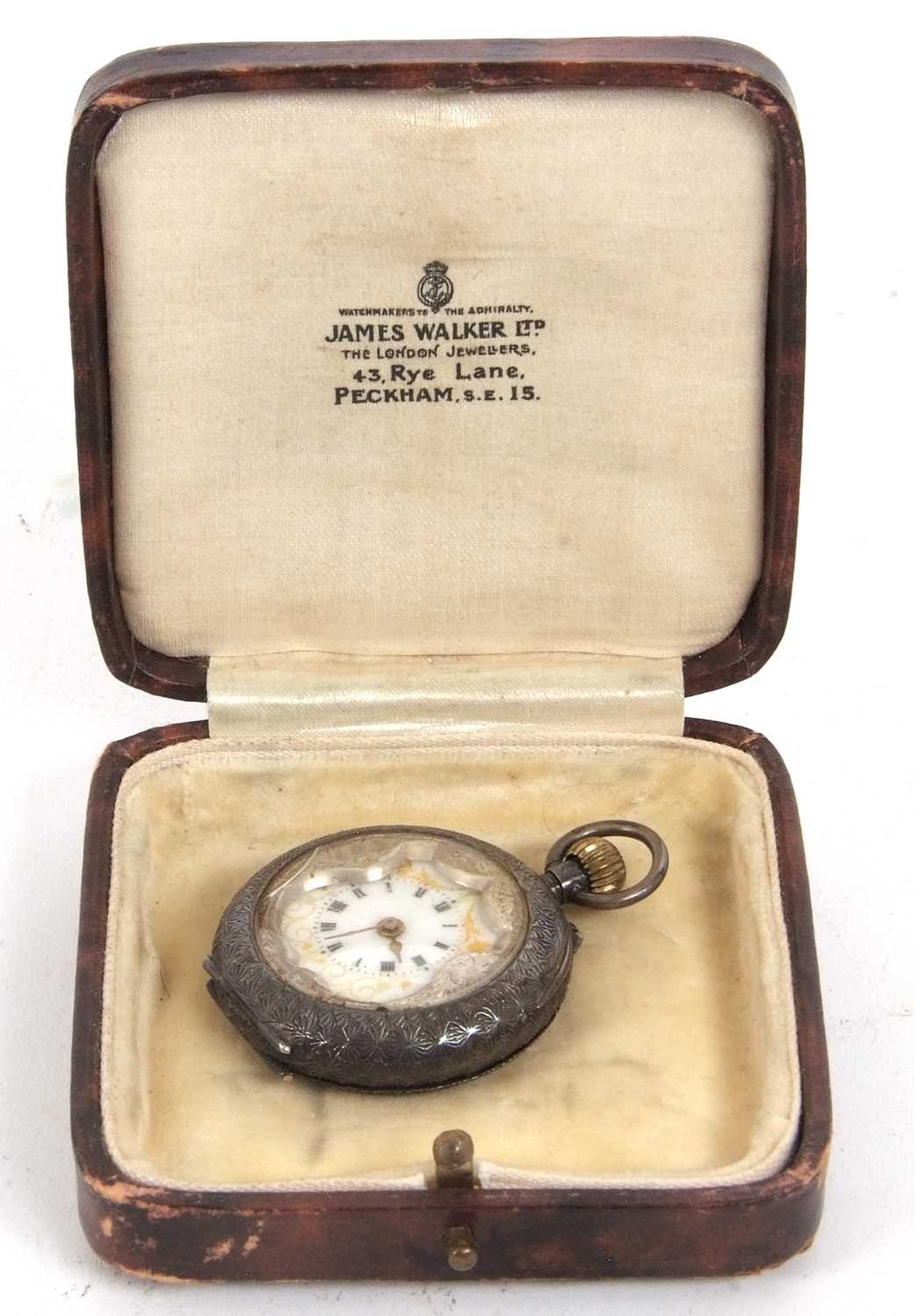 A white metal lady's pocket watch, stamped in the case back 925, it has a manually crown wound - Image 2 of 4