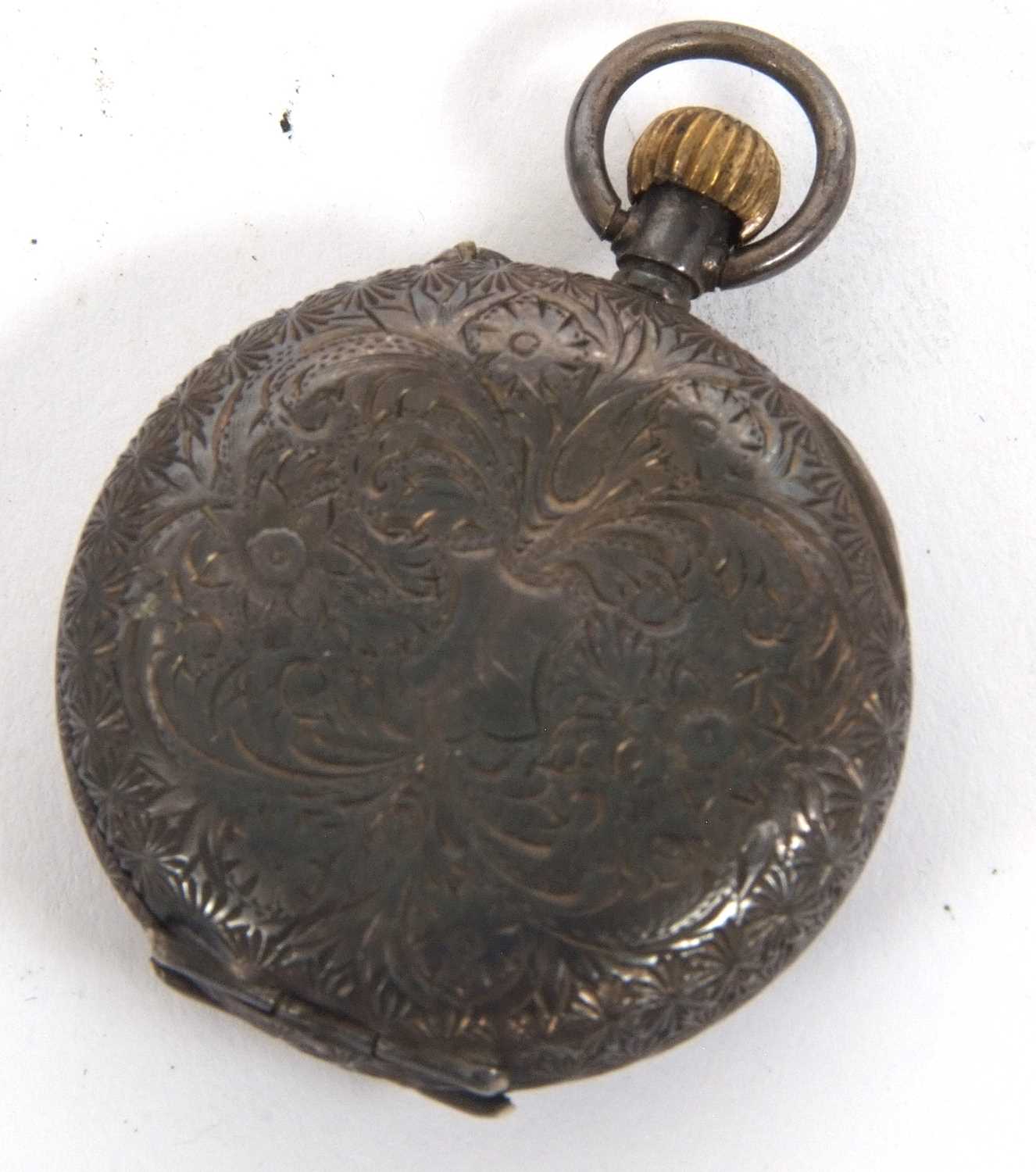 A white metal lady's pocket watch, stamped in the case back 925, it has a manually crown wound - Image 4 of 4