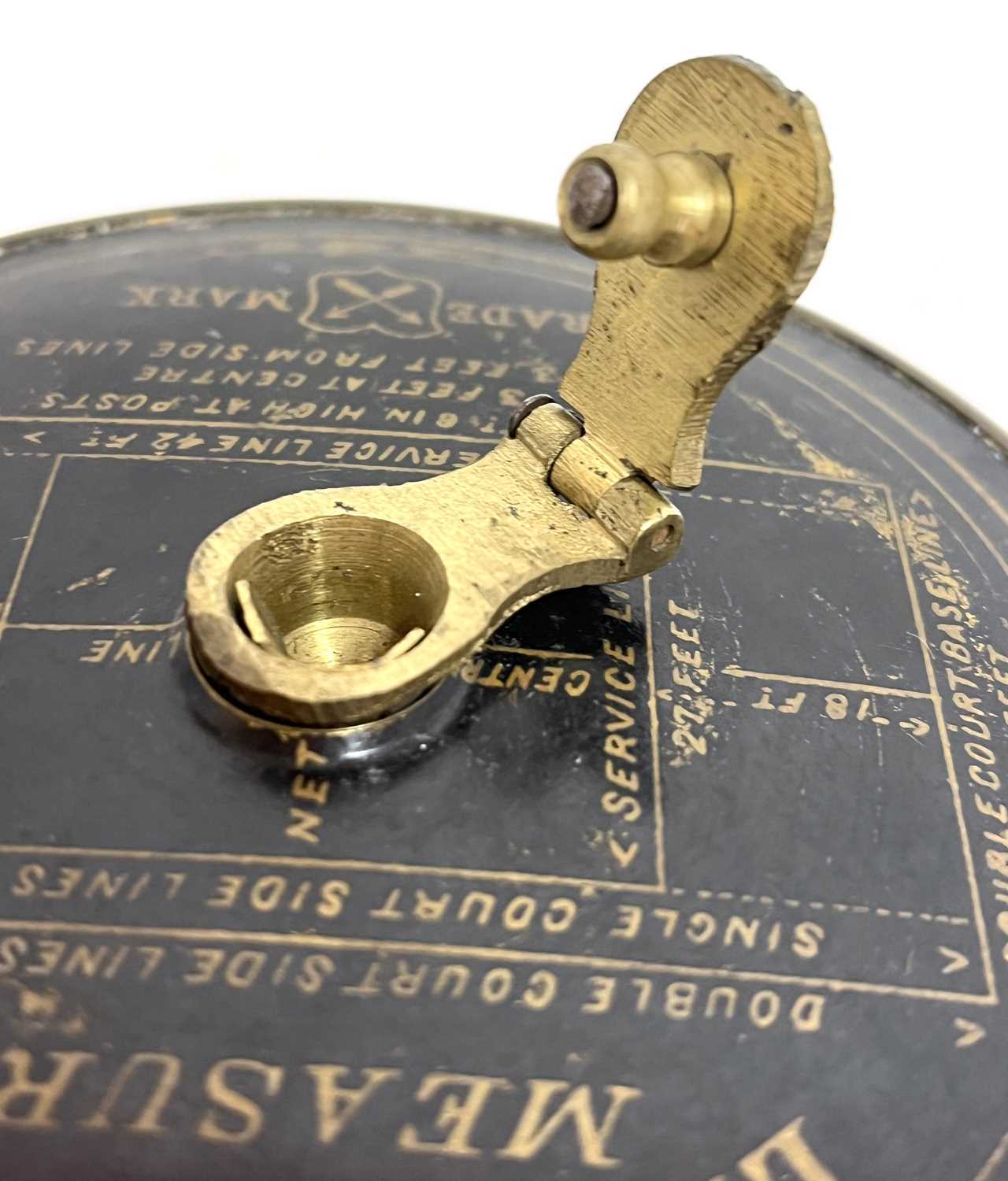 A rare early vintage lawn tennis measure in original case with Jappened court dimensions, printed - Image 6 of 10