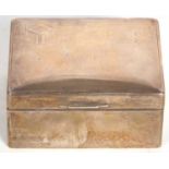 George VI silver cigarette box of rectangular form, engine turned decorated lid around an Art Deco