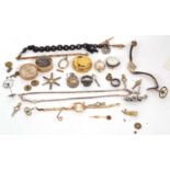 Mixed Lot: Various wristwatch parts to include a 9ct gold cased lady's wristwatch stamped on the