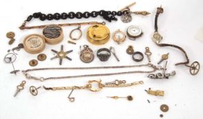 Mixed Lot: Various wristwatch parts to include a 9ct gold cased lady's wristwatch stamped on the