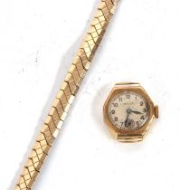 An 18ct gold lady's Rolex, the watch is stamped RWC along with .75 and 18 in the case back, it has a