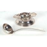 Mixed Lot: George III Old English pattern sauce ladle having an oval shaped bowl engraved with