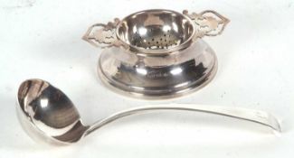 Mixed Lot: George III Old English pattern sauce ladle having an oval shaped bowl engraved with