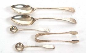 Mixed Lot: A pair of Edward VII silver tablespoons engraved and initialled, hallmarked Sheffield