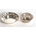 Mixed Lot: A hallmarked silver dish with scallop border, Birmingham 1970, makers mark for H