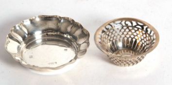 Mixed Lot: A hallmarked silver dish with scallop border, Birmingham 1970, makers mark for H