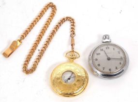Two pocket watches, one is Ingersoll and is manually crown wound and the other is Carvel which is